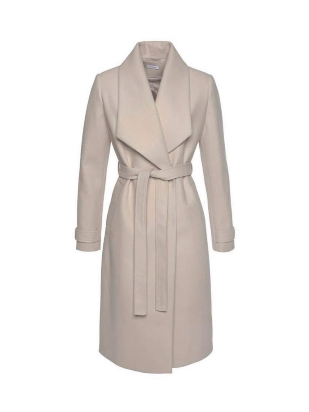 NWOT LASCANA Women’s Beige Wrap Front Winter Fall Coat - Size 10